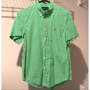 Ralph Lauren Boy’s Green Checkerboard Short Sleeved Button Up